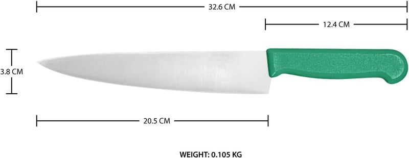 Kitchen Master 8 Inch Stainless Steel Professional Chef Knife with Green Handle - Image 2